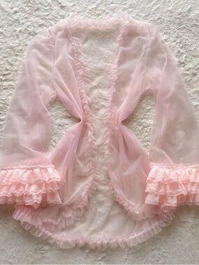 Sheer Pink Ruffle Robe - Women's Intimates